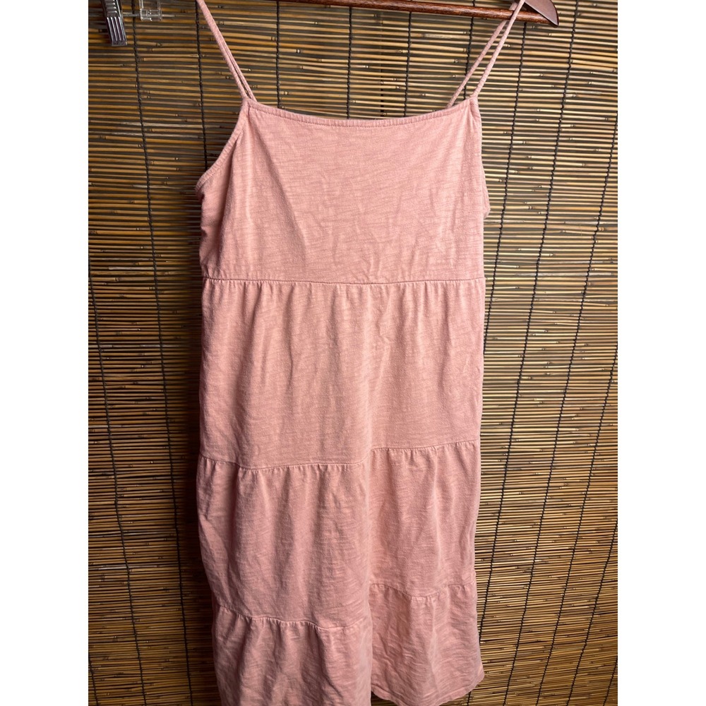 Heiny Collection Womens Pink Tiered Mini Dress Spaghetti Strap Slub Knit Medium